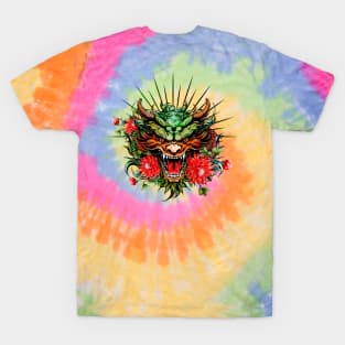 Wonderful colorful dragon head with flowers T-Shirt